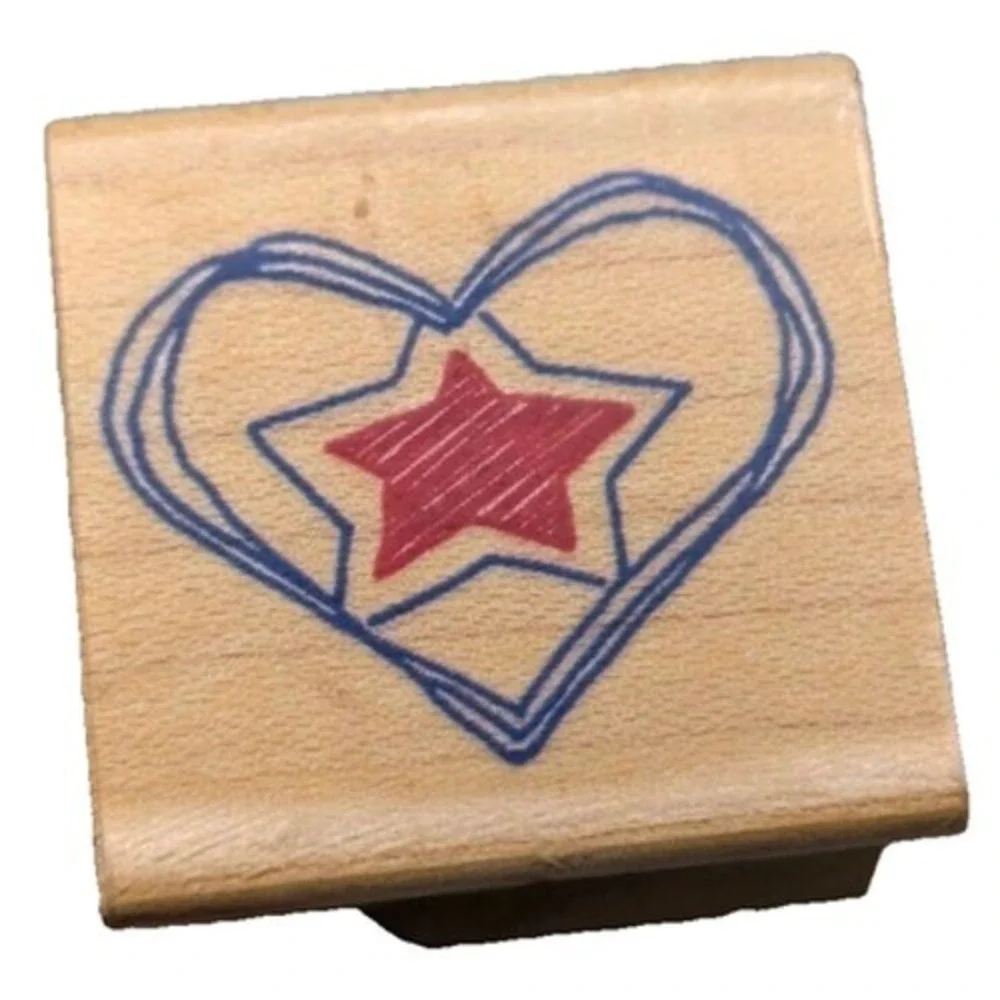 Embossing Arts Americana Heart 541A Rubber Stamp Wood #i30